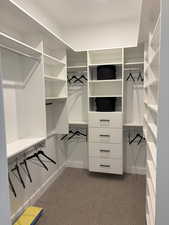 Spacious walk-in closet with built-ins