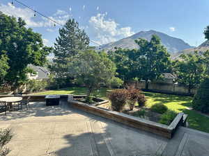 View of mountain background above a stunning backyard