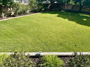 View of fenced backyard