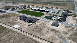Overview of rural landscape with nearby suburban area and a desert landscape