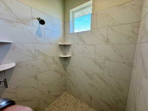 Full bathroom with tiled shower