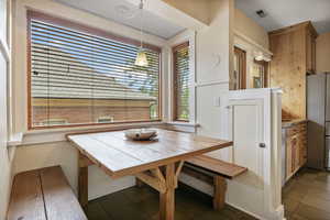 View of tiled dining room