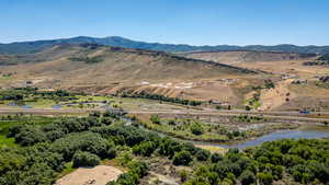 Drone / aerial view of a water and mountain view
