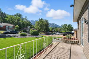 Balcony with a mountain view