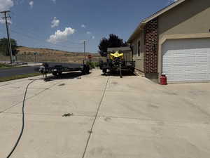 View of road featuring traffic signs