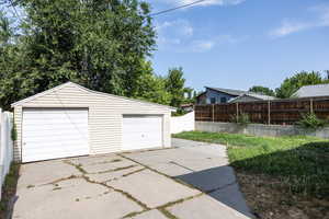 View of detached garage