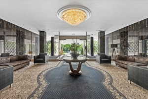 Lobby with a wall of windows