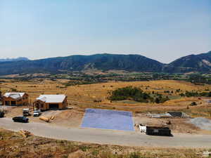 View of mountain background with rural landscape