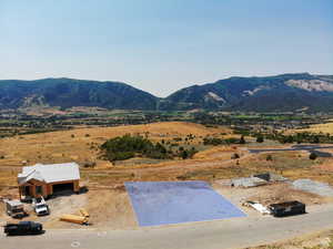 View of mountain background with rural landscape