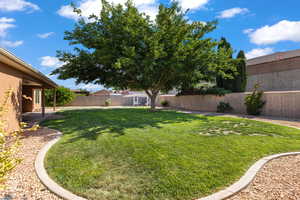 View of fenced backyard