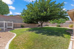 View of fenced backyard