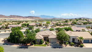 View of mountain background with nearby suburban area