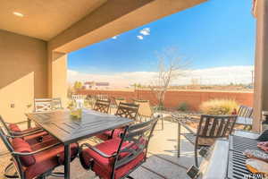 View of patio with outdoor dining space