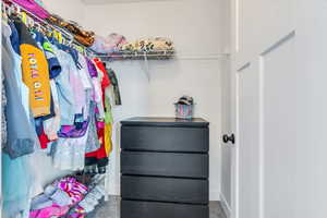 Spacious closet featuring carpet