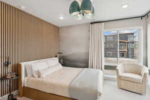 Bedroom featuring carpet and recessed lighting
