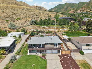 View from above of property with mountains