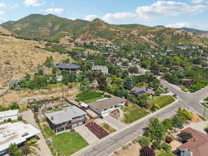 Aerial view of a mountainous background