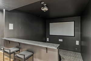 Cinema room featuring baseboards