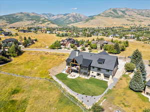 View from above of property featuring mountains