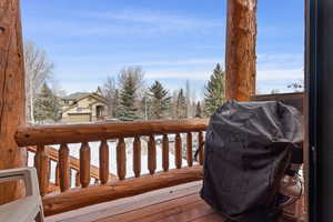 Deck featuring area for grilling