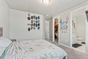 Carpeted bedroom with a spacious closet and ensuite bathroom