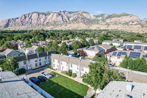 View of mountain background featuring nearby suburban area