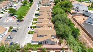 Aerial perspective of suburban area