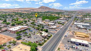 Bird's eye view of a mountain backdrop