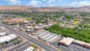 Bird's eye view of a mountain backdrop