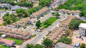 Aerial perspective of suburban area