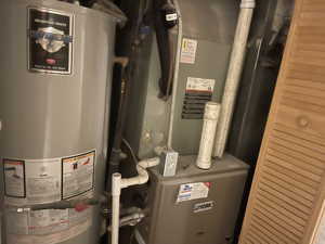 Utilities with gas water heater and heating unit