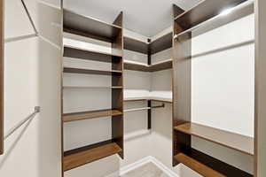 Walk in closet featuring wood finished floors