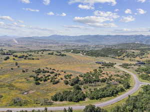 Aerial view of a mountainous background