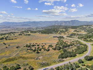 Drone / aerial view of a mountain backdrop
