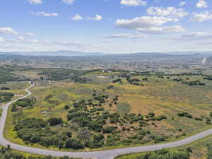 Drone / aerial view of a mountain backdrop