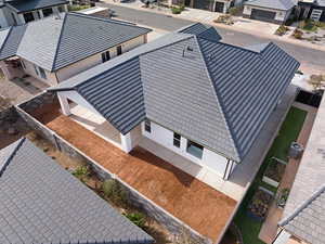 Aerial perspective of suburban area