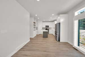 Dining area with sliding glass door to the backyard.