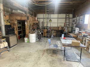 Garage with a workshop area