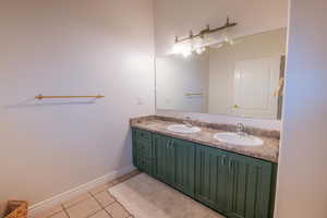 Full bathroom featuring tile patterned floors and double vanity