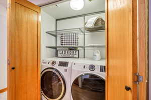 Washroom with separate washer and dryer