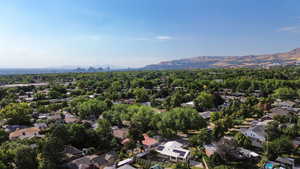 Aerial overview of property's location featuring mountains