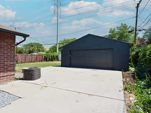 View of detached garage