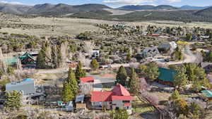 Drone / aerial view of a mountain backdrop