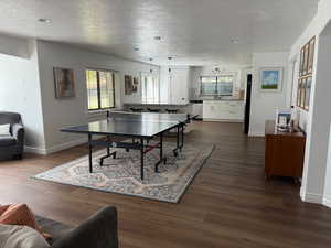 Basement apartment living space.