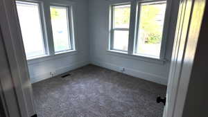 Empty room featuring plenty of natural light and carpet floors