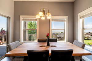Dining room featuring a chandelier and plenty of natural light
