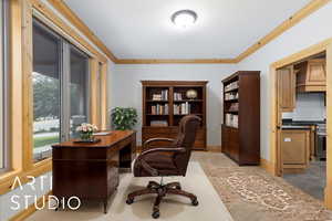 Office space with crown molding