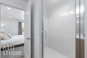 Bedroom with recessed lighting