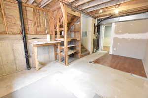 View of unfinished basement