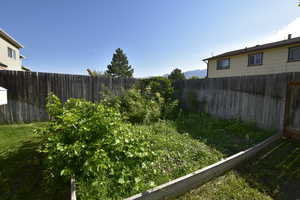 View of fenced backyard